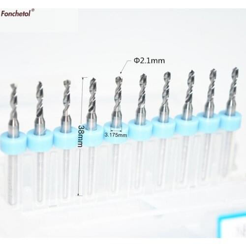 2.1mm-10pcs Freeshipping CNCmachine solid carbide micro Drill bit,Printed Circuit Board Drill Bit,SMT,plastic and copper