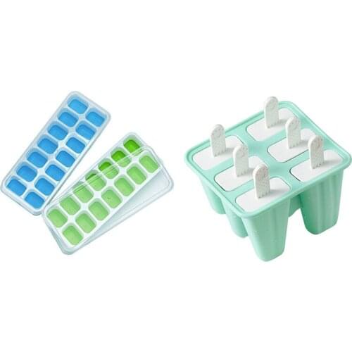 2 Pcs Ice Square Trays & 1 Pcs Popsicle Molds