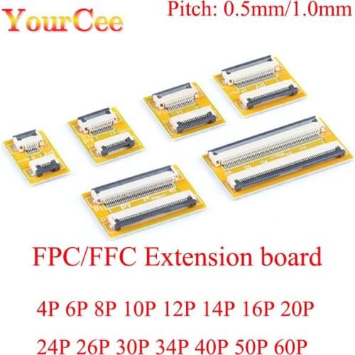 5PCS FPC FFC Flexible Flat Cable Extension Board With Connector 0.5mm 1.0mm Pitch 6 8 10 12 14 20 24 26 30 40 50 60PIN Connector