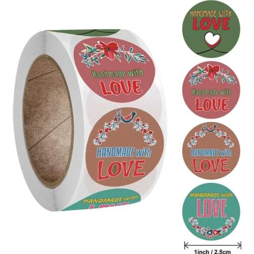 50-100pcs 1Inch DIY Hand Made With Love Label Wedding Stickers Adhesive Sticker Kraft Round Labels Wholesale price