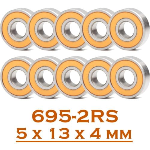 695-2RS Bearing ABEC-3 10PCS 5x13x4 mm Miniature 695RS Ball Bearings 619/5RS Z2V1 Orange Sealed bearing 695 2RS