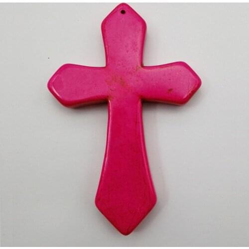 84x55MM Pink Howlite Cross GEM Loose Beads Pendant Jewelry For Woman Gift S263