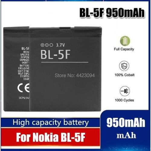 950mAh BL-5F BL5F BL 5F Replacement Phone Battery for Nokia N72 N78 N95 N93i E65 6210 6260S 6290 N96 N98 N99 6210 X5 6710N