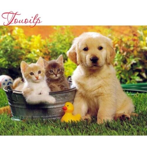 TOUOILP 5D DIY Diamond Painting Full Dog and cat Embroidery Sale Rhinestone Picture Diamond Mosaic Home Decor Dropshipping