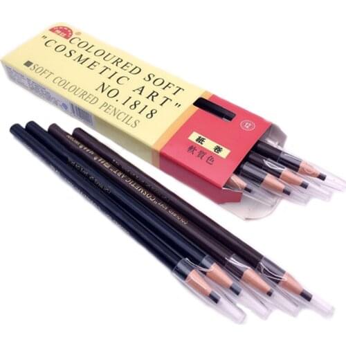 Free Shipping 12Pcs/Box Tattoo Pull Eyebrow Pencil For Eyebrow Cosmetic Makeup-Waterproof Tattoo Accessories 5 Colors To Choose