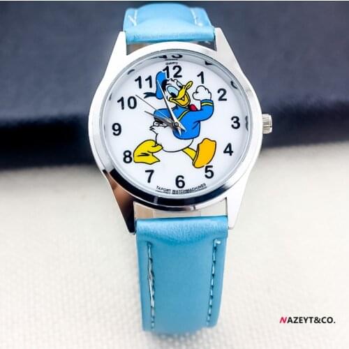 Disney Donald Duck Childrens Watch Cartoon Anime figure PU Belt Analog Digital QuartzWatch kids Electronic Watch Birthday Gifts