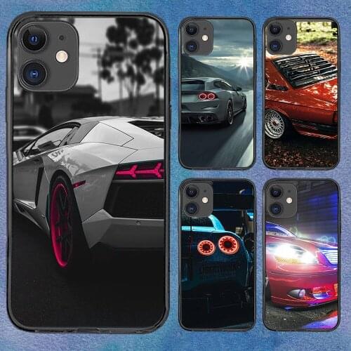 Racing Car Light Fashion For iPhone 11 Case 6 Mini Pro XS Max X XR 6 12 Plus Luxur Soft TPU Airbag Cover 12Pro 11Pro 12Mini