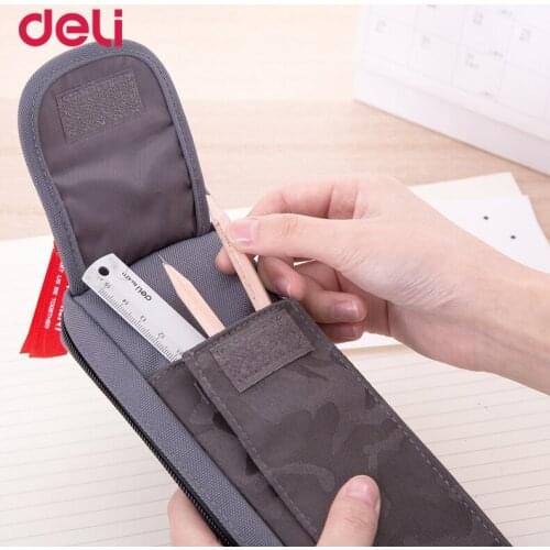 Deli quality 4color multifunction big canvas pencil bag for school student supplies office stationery camouflage kid pencil case