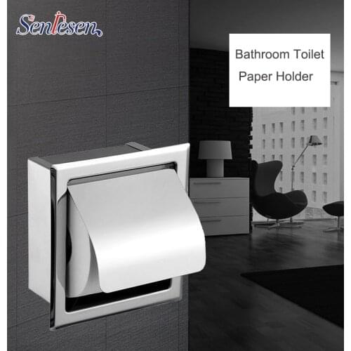 Senlesen Free Shipping Chrome Finish Stainless Steel Bathroom Toilet Paper Holder Tissue Box Holder