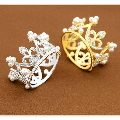 Childrens crystal cake crown-party decoration accessories birthday alloy pearl headdress