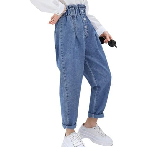Jeans For Girl High Wait Girl Denim Jeans Spring Autumn Trousers For Children Casual Childrens Jeans Clothes