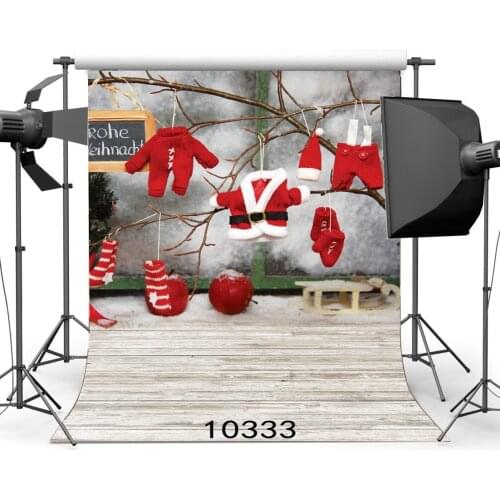 Photography Backdrop Christmas Santa Claus Clothing Sled Heavy Snow Wood Floor Xmas Backdrops
