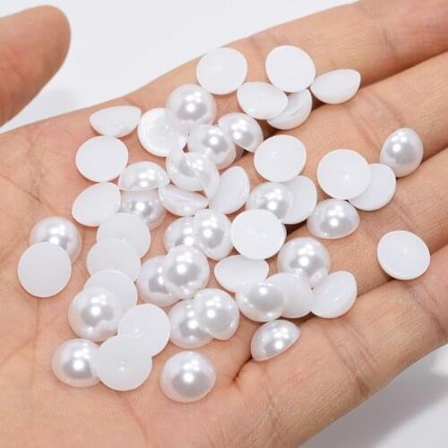 2mm-14mm Beige ABS Imitation Pearls Half Round Flatback Resin Pearl Glue On Rhinestones Beads Nail Arts Pearls DIY Decoration