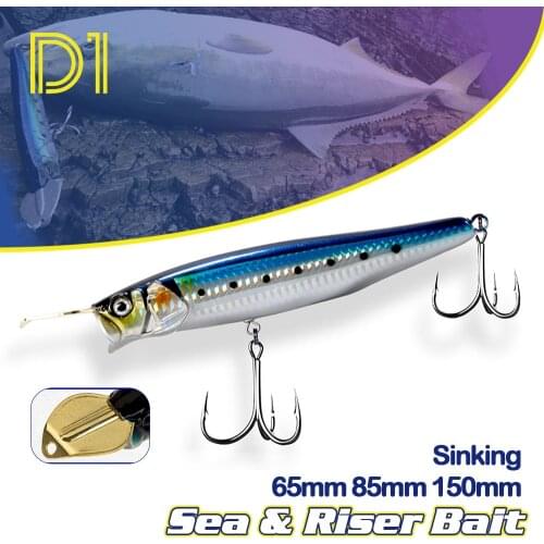 D1 Top Water Riser bait Fishing lures 2020 Popper 85mm 150mm 77g Artificial Hard Bait metal lips High Quality sinking Wobblers