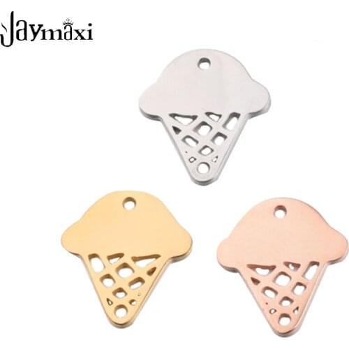 Jaymaxi Stainless Steel Ice Cream Charm Double Hole Mirror Polished DIY Jewelry for Bracelet Necklace Connector 20Pieces/lot
