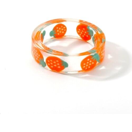 Creativity cute transparent fruit acrylic ring same style for men and women simple geometric resin ring classic jewlery gifts