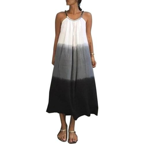 Summer dress Women Retro Faux Pearl Polyester Fiber Street Fashion Strap Dress Party dresses women casual платья летние лёгкие