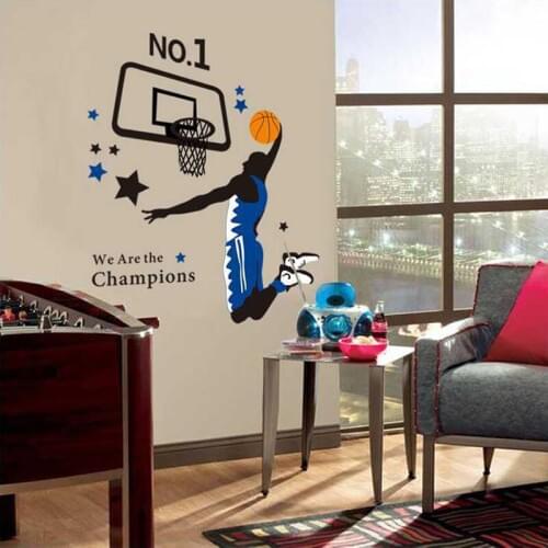 Basketball player wall sticker PVC material DIY basketball boys wall decals For Living room background wall home decor sticker