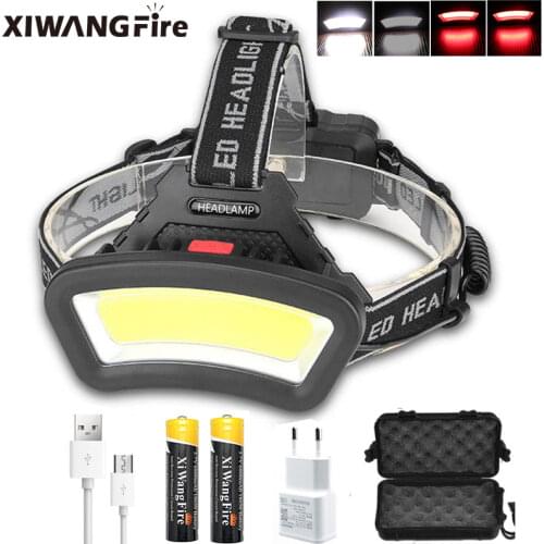 COB Head Lamp USB Rechargeable Headlamp Use 18650 BatteryHeadlight Powerful Led Headlamp Head Light Waterproof Fishing Light By