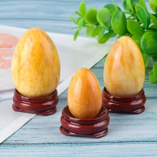 Undrilled Natural Yellow Jade Yoni Egg Set Crystal Ball Pelvic Floor Muscle Kegel Exercise Vaginal Tightening Sphere for Health
