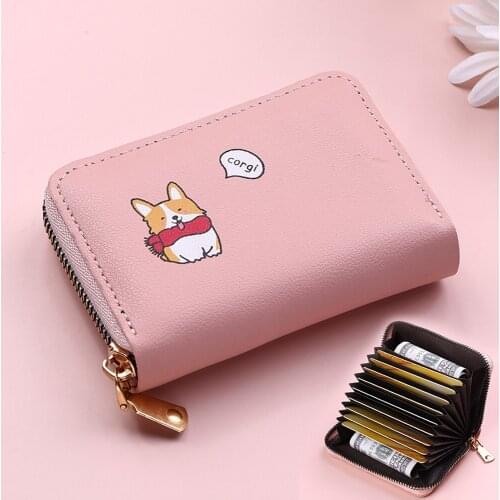 2021 New Cute Women Card Holder wallet PU Leather Credit Zipper Small Card Case Coin Purse