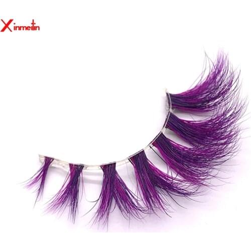 New viole 3D mink lashes wholesale makeup natural long individual thick fluffy colorful false eyelashes lash extension supplies