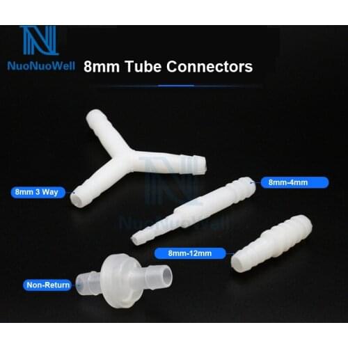 NuoNuoWell Aquarium Soft Tube Adaptor 8mm Oxygen Pipe Hose Tube Joiner Air Fuel Fitting Pond Fish Tank Plastic Connector