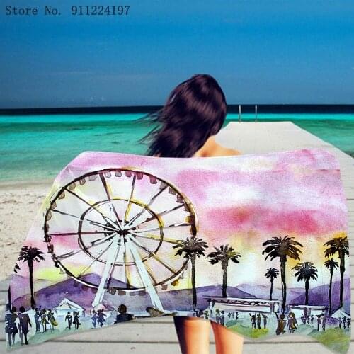 Amusement Park Beach Towel 3D Ferris Wheel Printing Bath Towel Microfiber Soft Lint Eco Friendly Cloth Camping Comfortable Blank