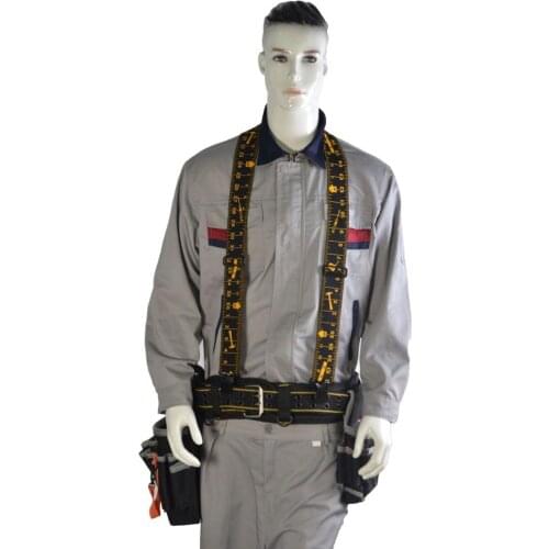 X Type 4 Design Padded Heavy Duty Work Tool Belt Braces Suspenders with 4 Support Loops for Reducing Waist Weight Tool Pouch
