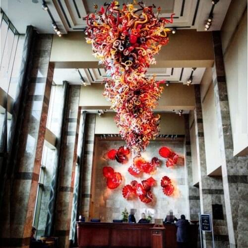 Antique Style Pendant Lamp Lustre Hand Blown Murano LED Living Room Chandelier Lighting Red Colorful Glass Hanging Lamps