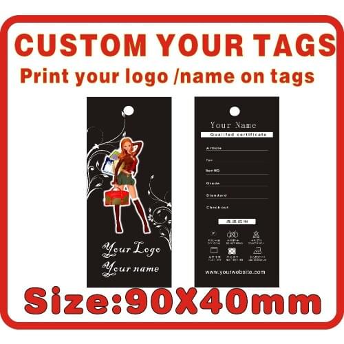 Custom cloth tags ,print your logo on tags 300gsm Paper Wholesale 500PCS girl cloth tags