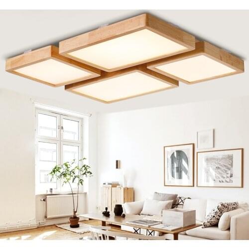 Nordic NEW Wooden Lights LED living room bedroom light personalized creative ceiling lamp wood color ceiling light Japan