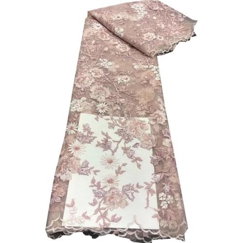 SJ Lace 2021 African Sequins Lace Fabric Flowers French Embroidery Nigerian Lace Fabrics For Women Party Dress Sewing xb3-90