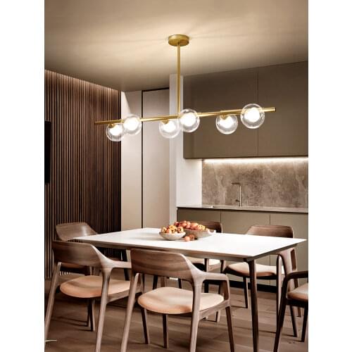 Modern Minimalist Black/Gold Iron Wrought LED Chandelier Personality Iron Glass Ball Light Dining Room Bar Home Decor Chandelier