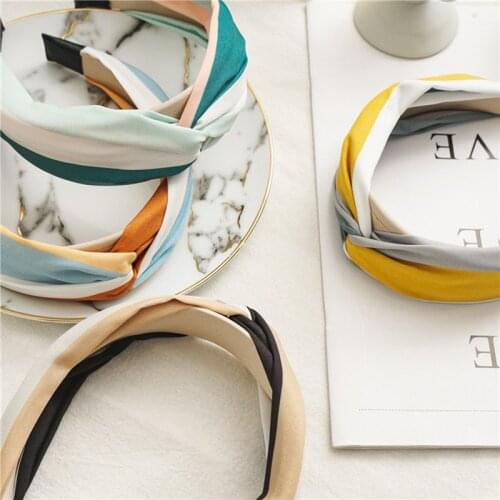 Korean New Hot Sale Women Cross Hair Band Fashion Style Girls Widened Hair Hoop Headband Classical Japan Knotted Women Headwear
