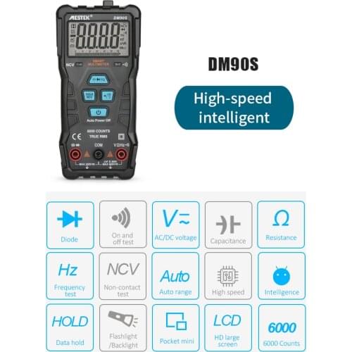High Speed Intelligent Digital Multimeter NCV True RMS Smart Universal Meter Tester 6000 Counts Voltmeter Voltage Tester ACV DCV