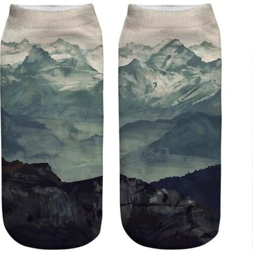 Womens socks kawaii Refreshing Mountain Fog Printed Socks Woman harajuku Happy Funny Novelty cute girl gift Socks for women