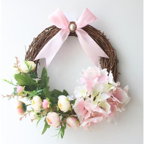 1pc Decorative Hydrangea Wreath for Front Door Handcrafted All Season Wreath for Spring,Summer, Fall and Winter Free Shipping
