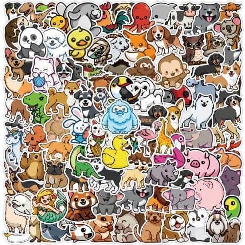 10/50/100PCS Cute Cartoon Animal Stickers for Kids Children Toy Decals DIY Laptop Bicycle Phone Guitar Suitcase Bike Stationery