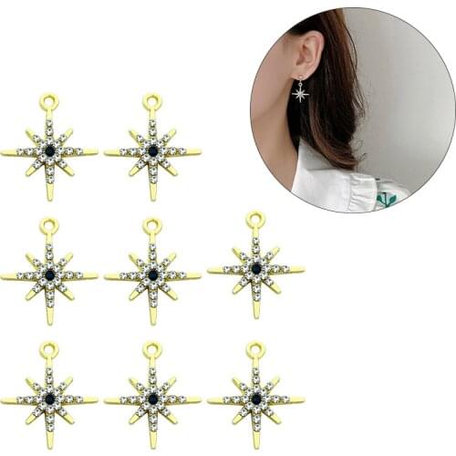 10Pcs 22*19mm Zinc Alloy Rhinestone Star Pentagram Charms Handmade Crafts Golden Metal Charm For DIY Stars Earrings Accessories