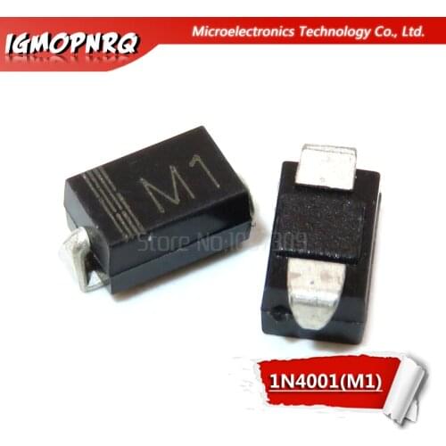 100PCS 1N4001 M1 1N4004 M4 1N4007 M7 FR107 RS1M FR207 RS2M HER108 US1M SF18 ES1J SF14 ES1D DO-214AC SMA Rectifier diode