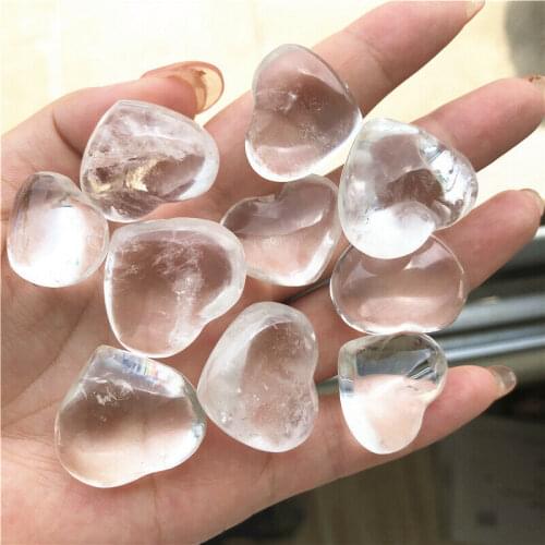 2pcs/lot Natural White Quartz Crystal Heart Specimen Crystal Reiki Healing Decoration Natural Quartz Crystals