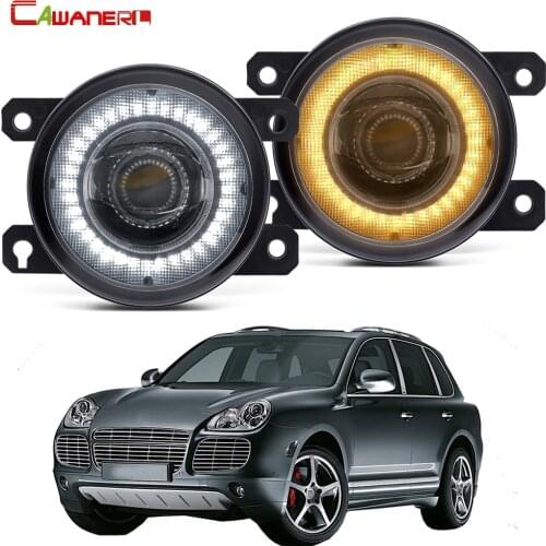 2 X Car Front Bumper LED Fog Light Assembly Angel Eye DRL Daytime Running Light 30W 8000LM 12V For Porsche Cayenne 955 2002-2015