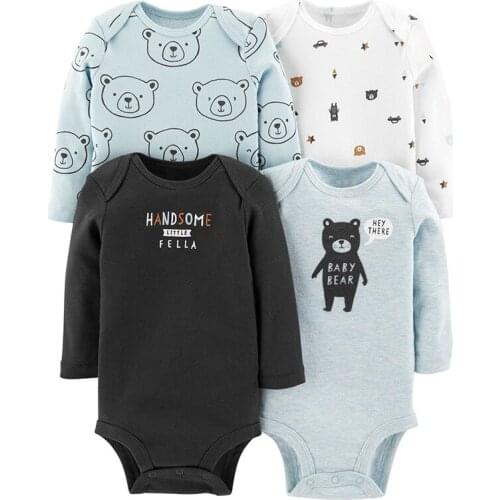 4 Pieces/Lot Baby Bodysuits 2019 Spring Autumn Quality Baby Girl Clothes Soft Cotton Long Sleeves Bebe Boys Jumpsuit