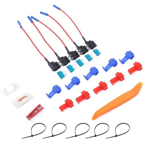 5PCS/Set 12V Medium Size Car Add-a-circuit Low Profile Fuse Tap Adapter Fuse Holder Cigarette Lighter Added Tool Kits