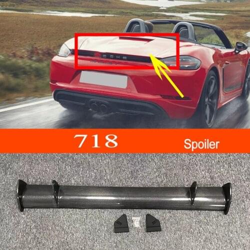 718 Real Carbon Fiber GT-style Car-styling Sporty Rear Trunk Wing Spoiler for Porsche 718 Coupe