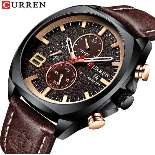 2019 New CURREN Luxury Top Brand Men Military Sport Watches Mens Quartz Clock Leather Waterproof Date Wristwatch Reloj Hombre