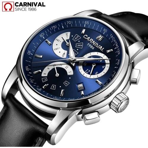 Relogio Masculino Carnival Brand Military Watch Men Fashion Luxury Waterproof Week Month Date Automatic Mechanical Wristwatches