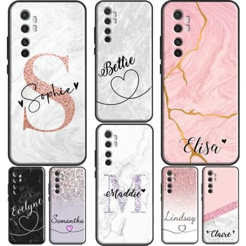 Pink Marble PERSONALISED initial name Funda For POCO X3 Pro F3 M3 Case For Xiaomi Mi 11 Ultra Mi Note 10 Lite 9T 10T Pro Cover