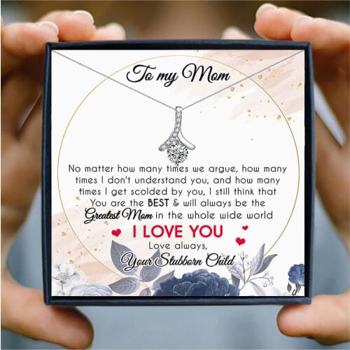 Luxury Zircon Pendant Necklace for Women Mothers Day Gift Jewelry Shiny Unique Clavicle Chain Necklaces to Mom Birthday